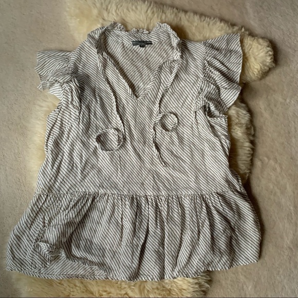 Piazza del Tempio linen ruffle top striped Organic Natural Slow Fashion M - Picture 1 of 5